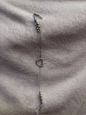 Aeropostale Silver and Gold Two-Tone Heart Bracelet
